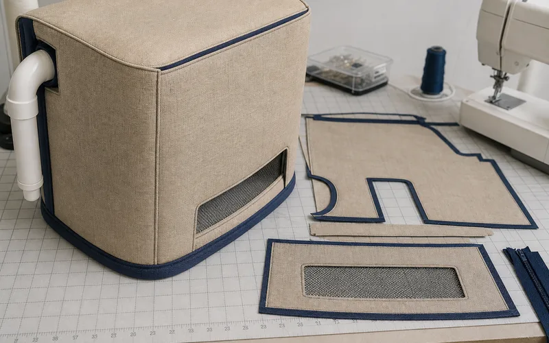 Custom vent and pipe openings on a cooler cover pattern